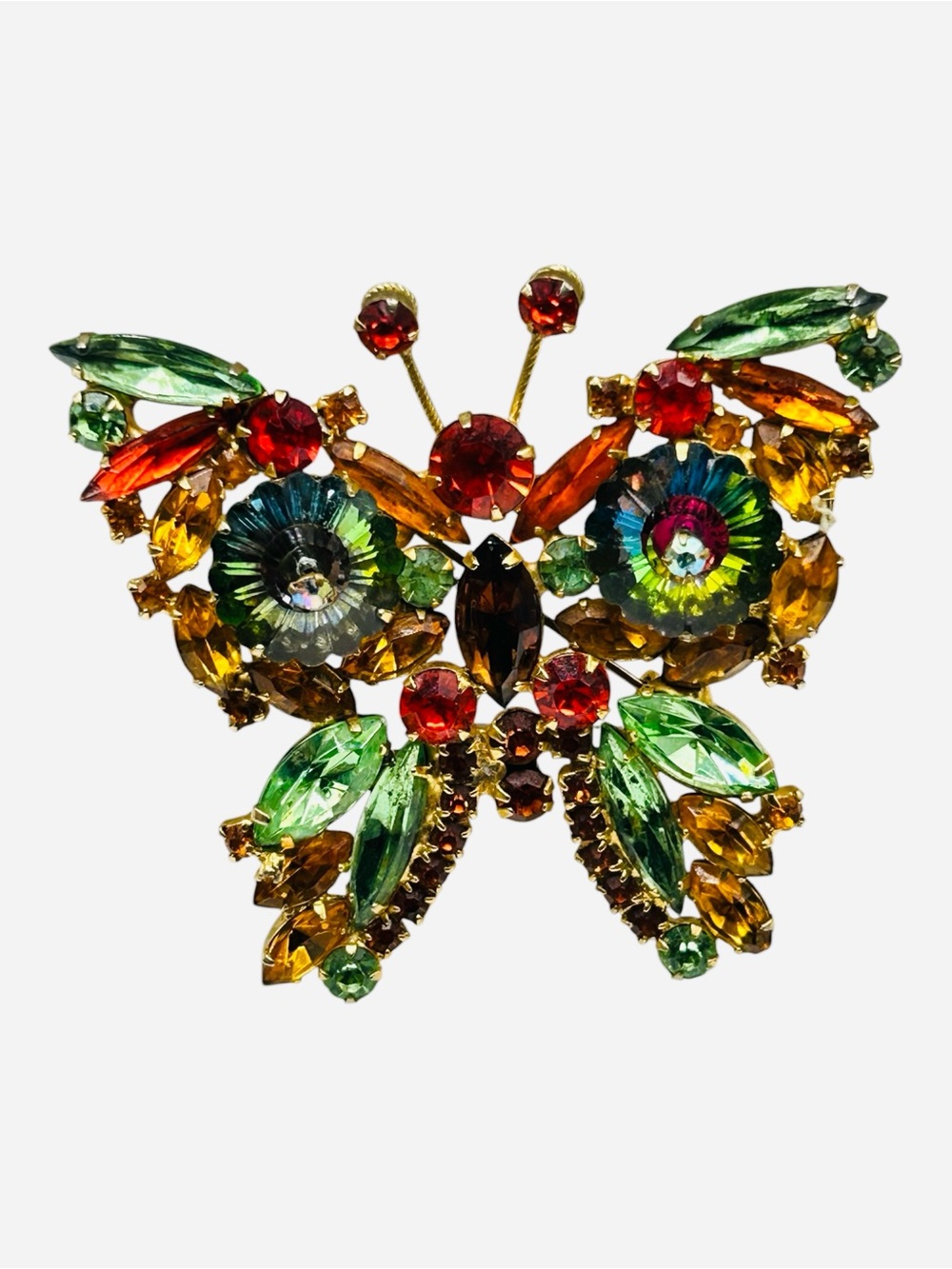Vintage Verified Juliana Margarita Stone Butterfly Brooch Fall Colors